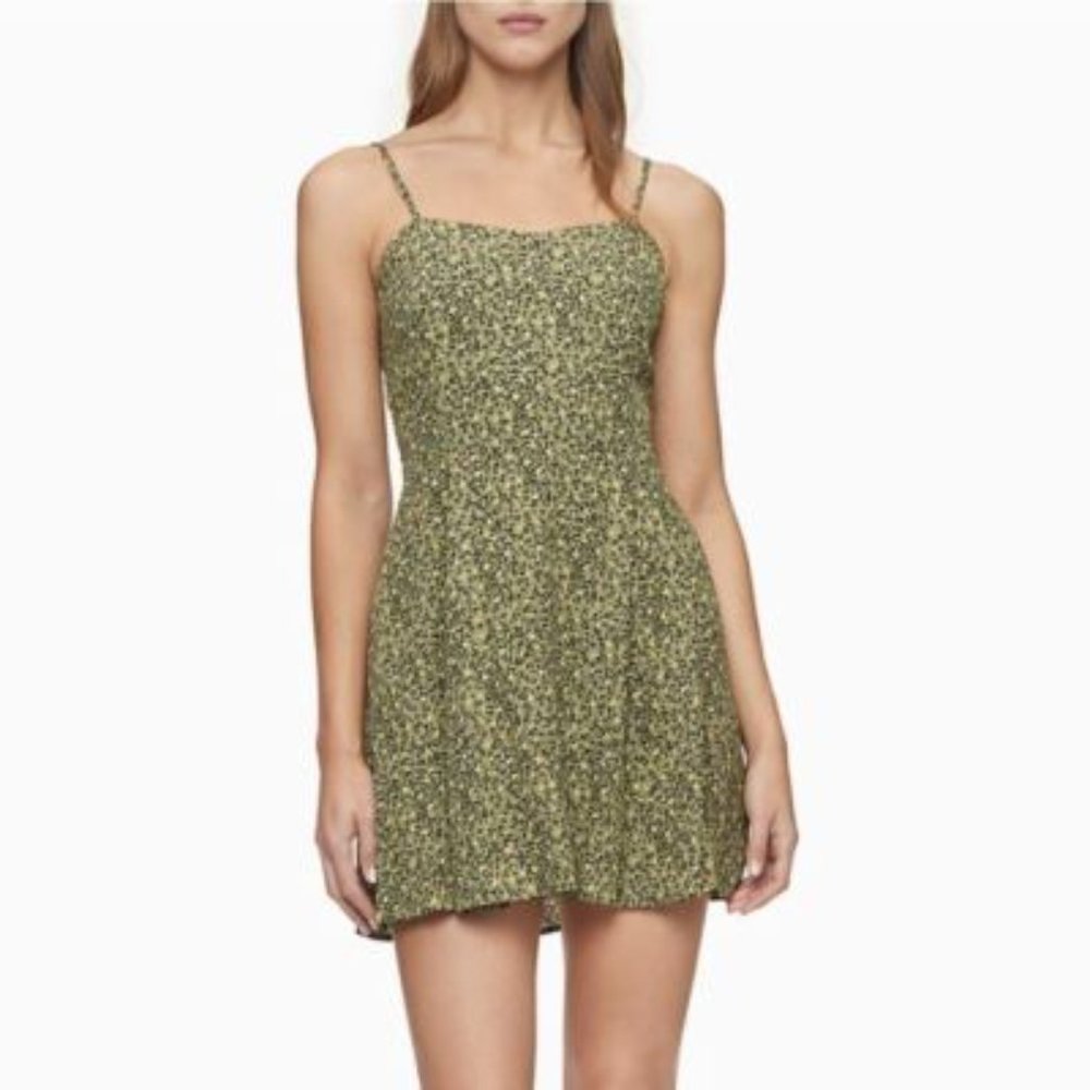 Calvin Klein Jeans Womens Micro Leopard Line Mini Dress, Size L,  MSRP $79.5